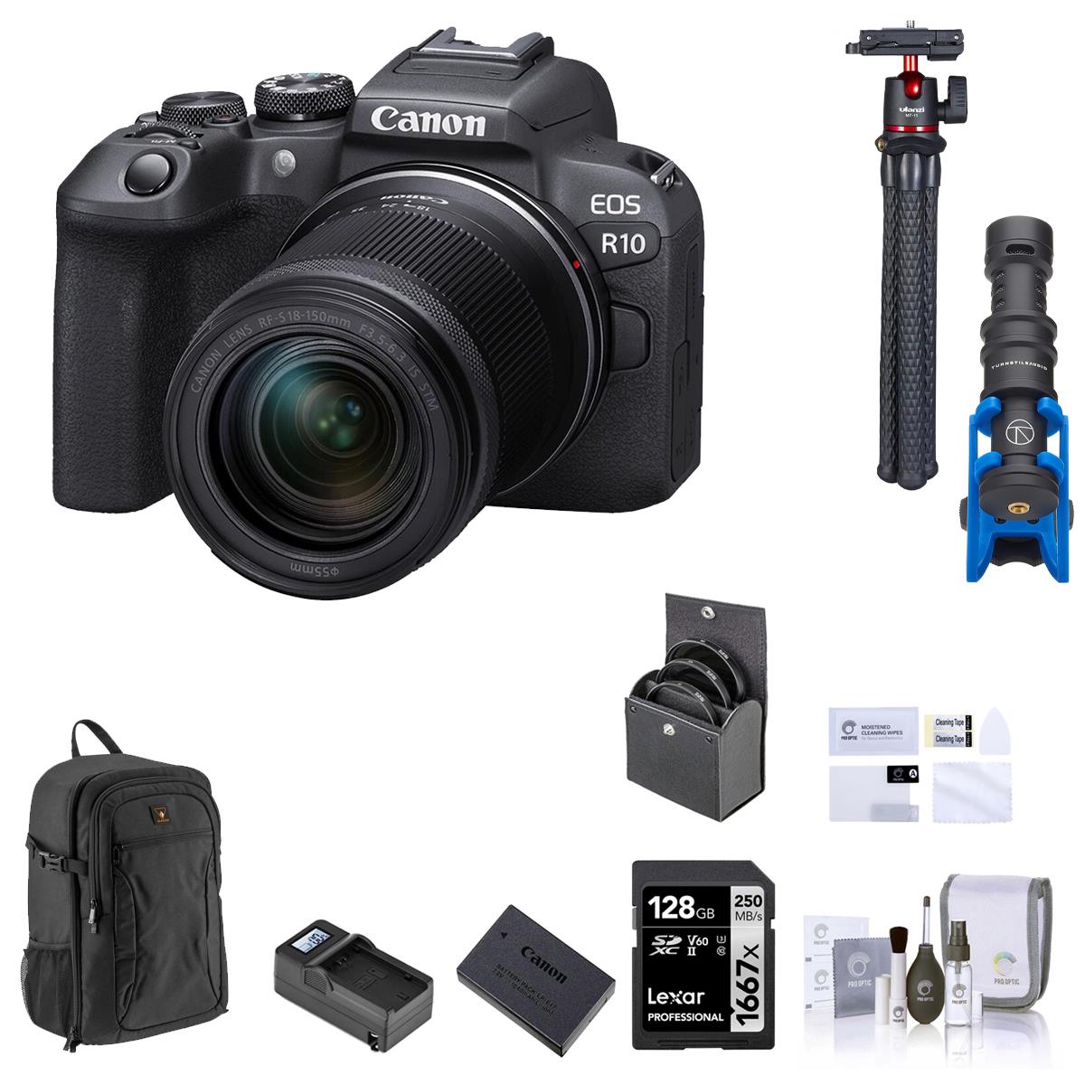 Image of Canon EOS R10 Mirrorless Camera with 18-150mm Lens w/Vlogger Accessories Kit