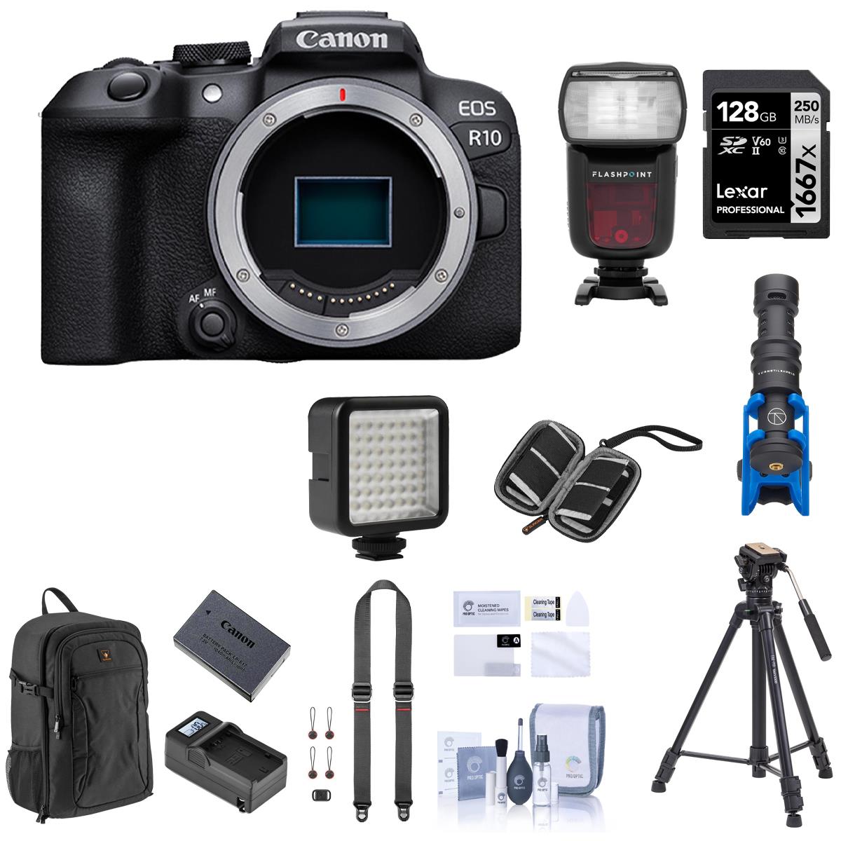 Image of Canon EOS R10 Mirrorless Digital Camera Body with Photography Accessories Kit