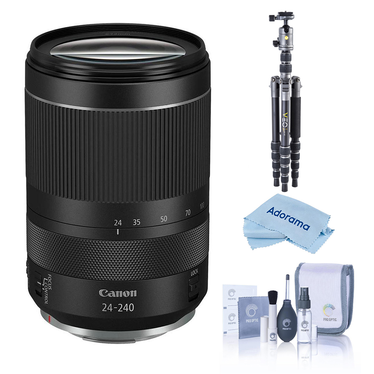 

Canon RF 24-240mm f/4-6.3 IS USM Lens with VEO 2 GO 235CB Travel Tripod Kit
