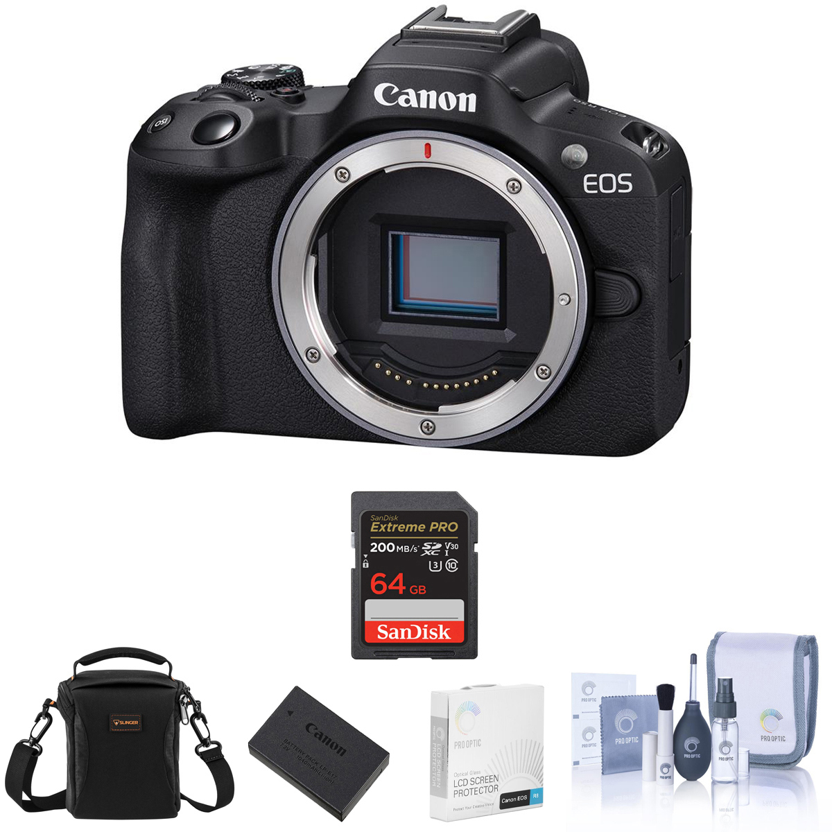 Canon EOS R50 Mirrorless Camera, Black with Essentials Kit
