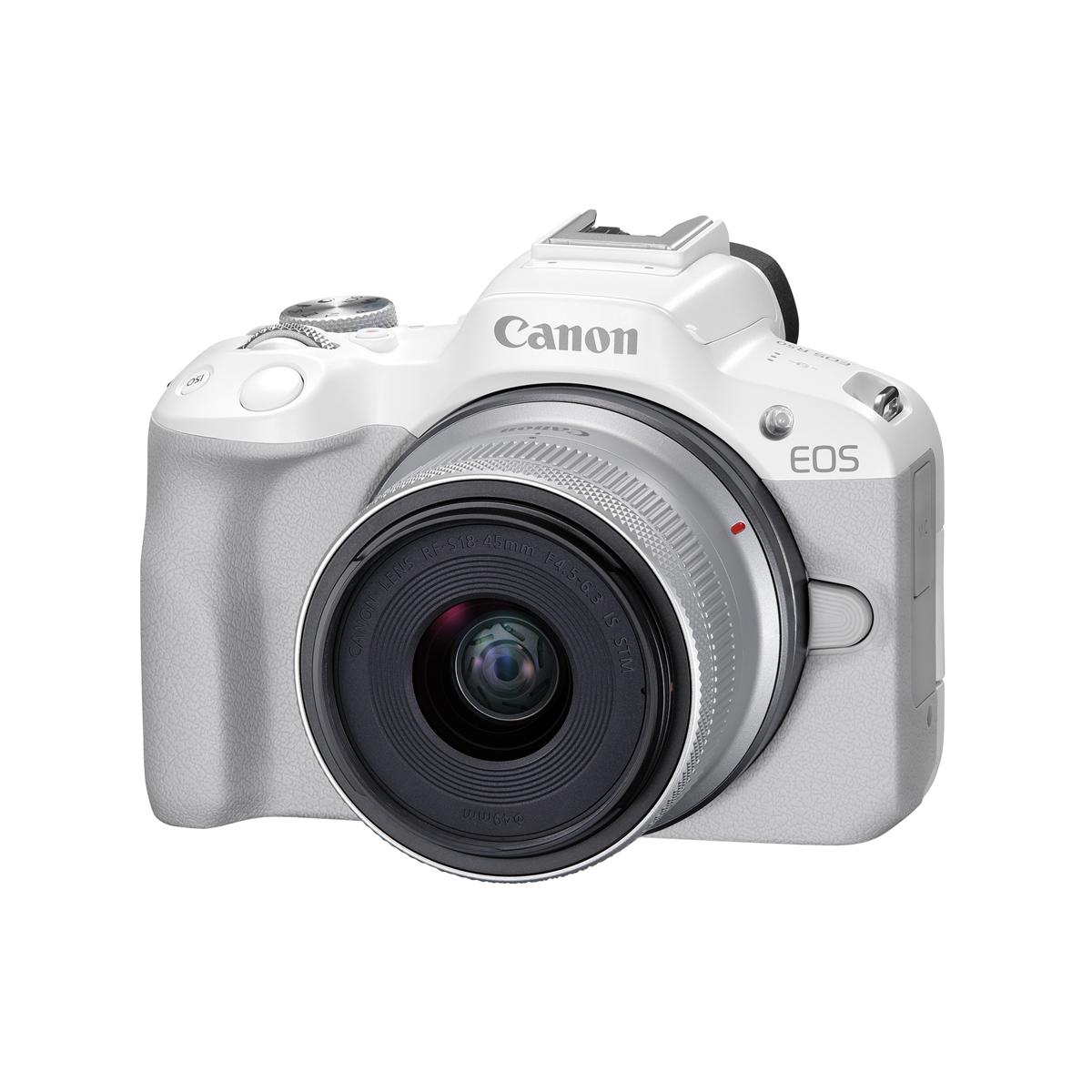 

Canon EOS R50 Mirrorless Camera with RF-S 18-45mm f/4.5-6.3 IS STM Lens, White