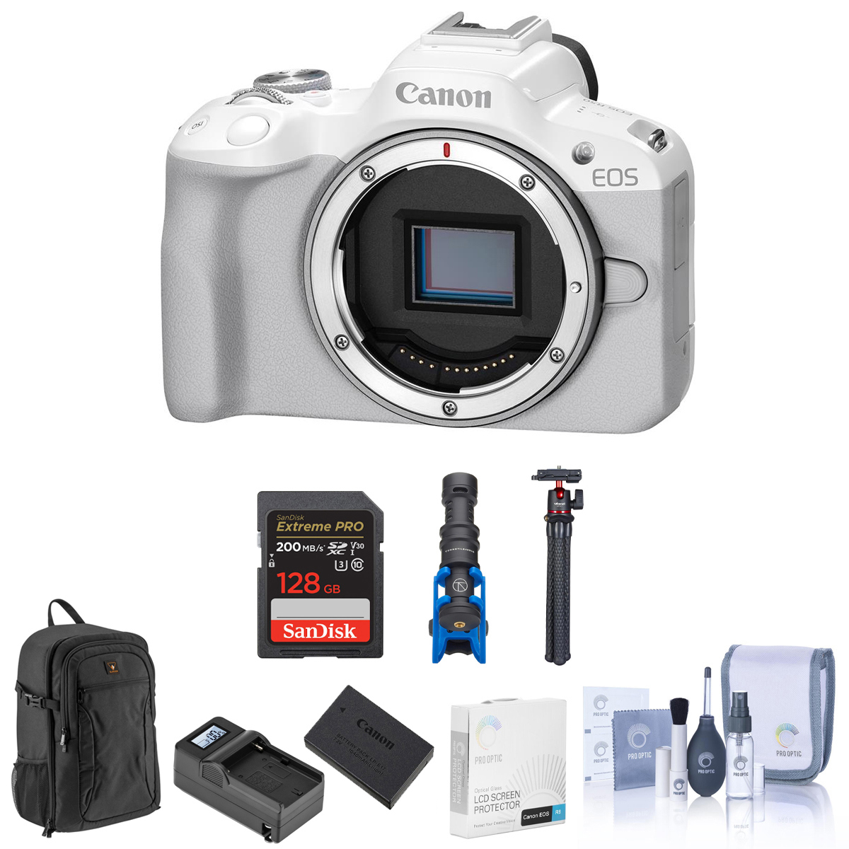 

Canon EOS R50 Mirrorless Camera, White, Bundle with Accessory Kit