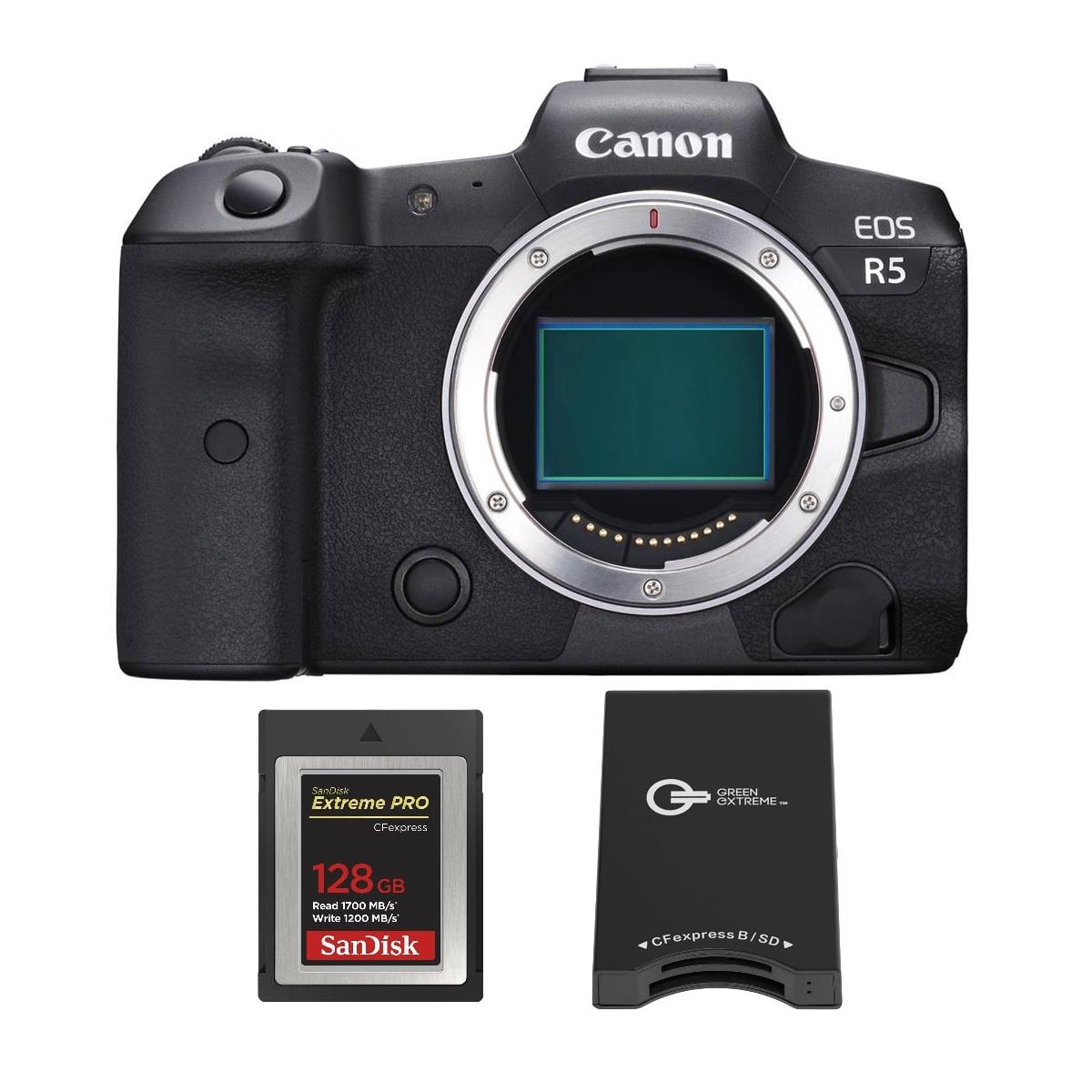 Image of Canon EOS R5 Mirrorless Camera with 128GB CFexpress Card