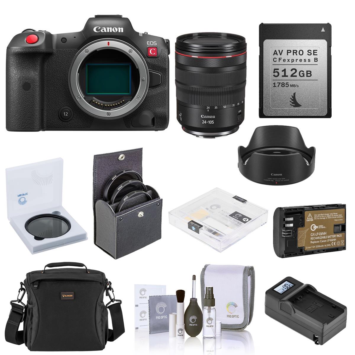 Canon EOS R5 C Mirrorless Cinema Camera with 24-105mm Lens w/Essential Acc. Kit -  5077C010 EK