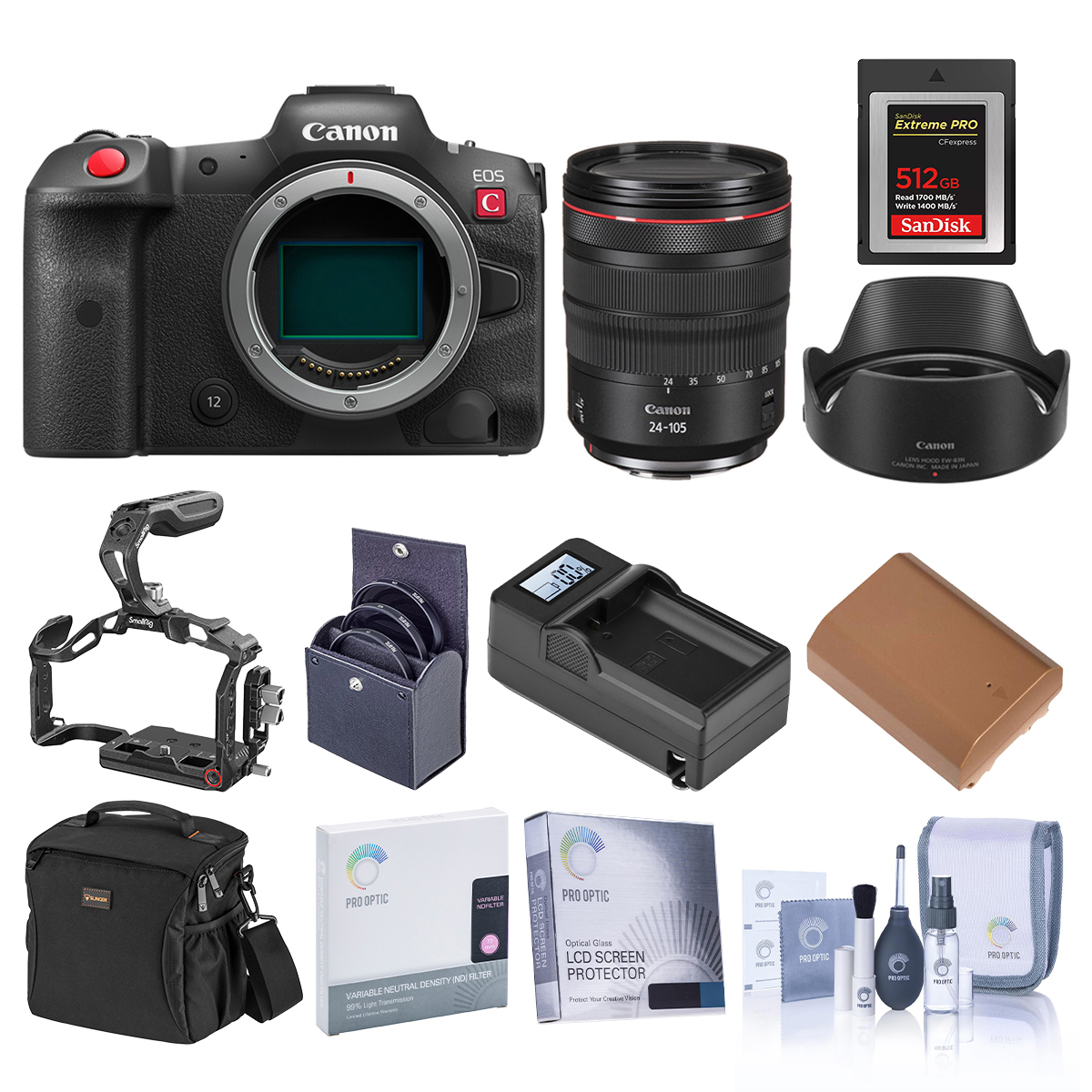 Canon EOS R5 C Mirrorless Cinema Camera with 24-105mm Lens w/Essential Acc. Kit