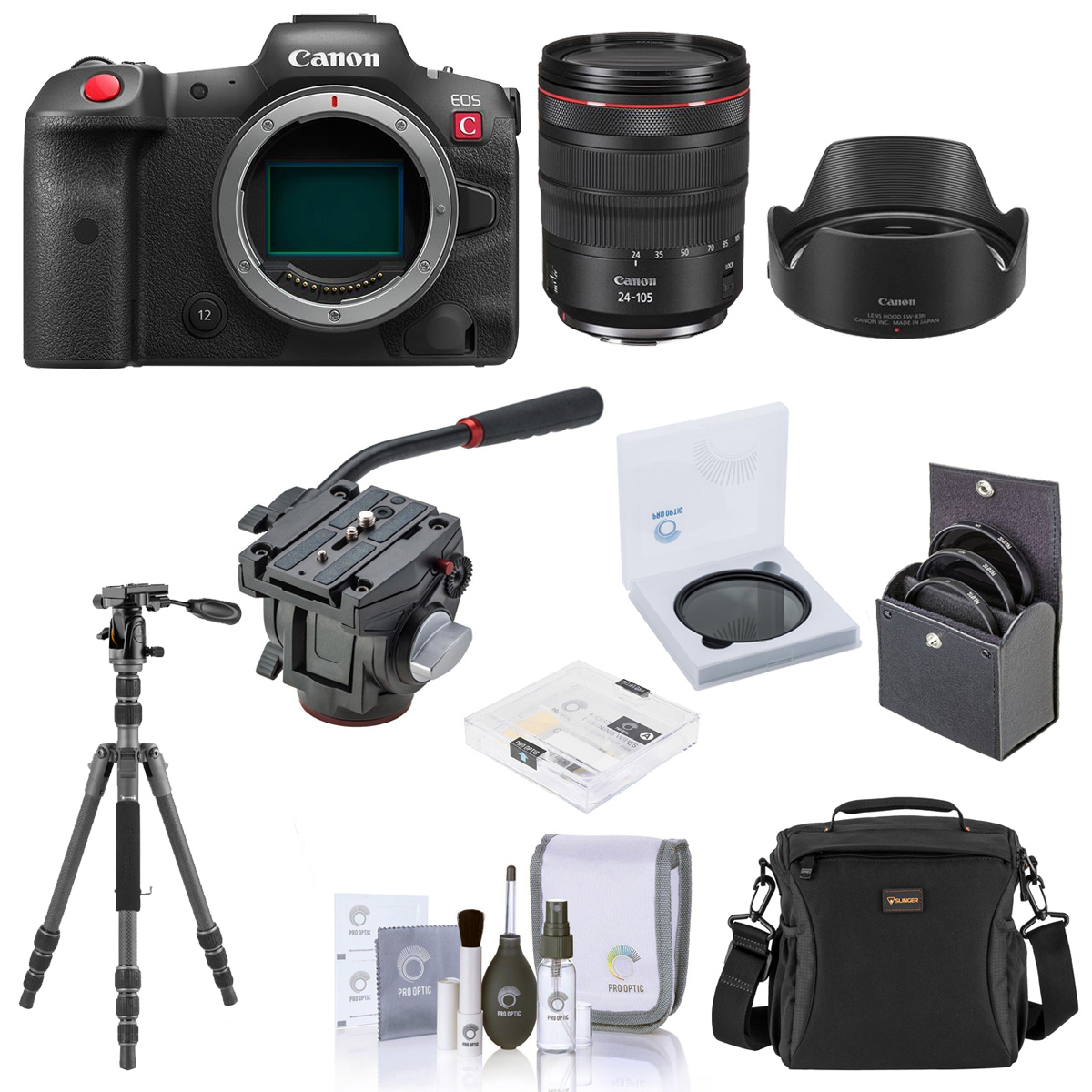 Canon EOS R5 C Mirrorless Cinema Camera with 24-105mm Lens with Tripod Kit