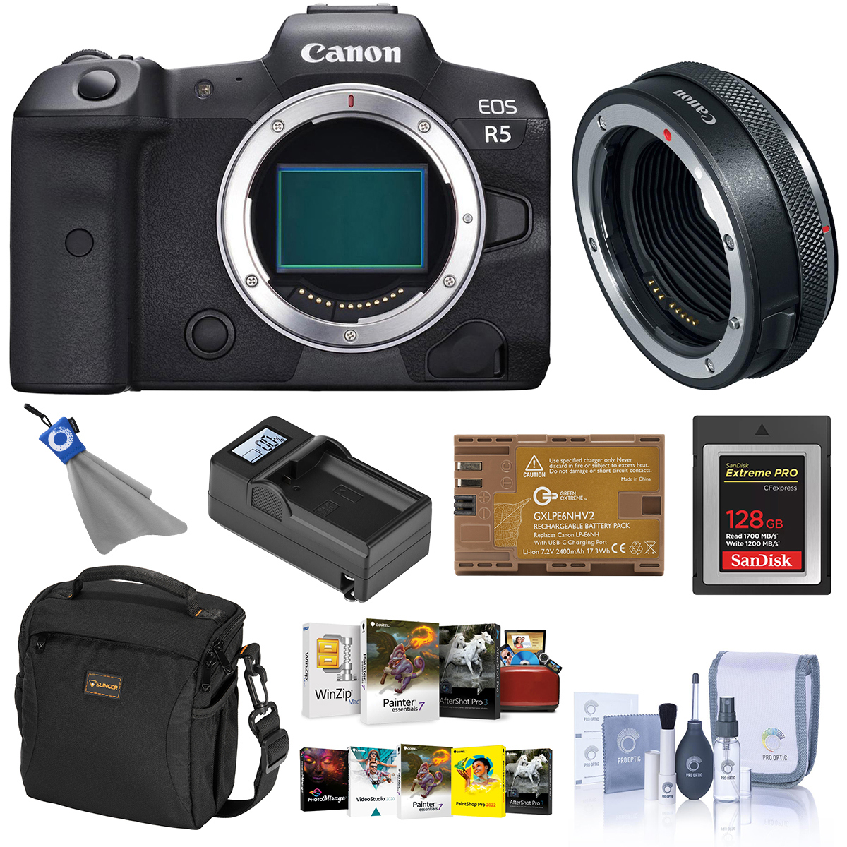 Image of Canon EOS R5 Mirrorless Camera w/Control Ring Mount Adapter