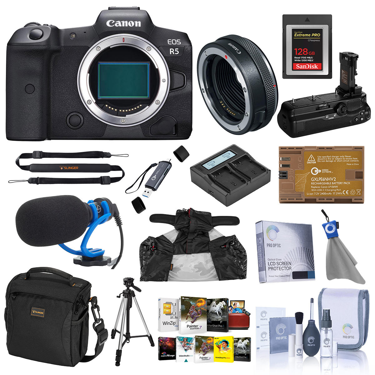 Image of Canon EOS R5 Mirrorless Camera w/Control Ring Mount Adapter with Accessory Kit