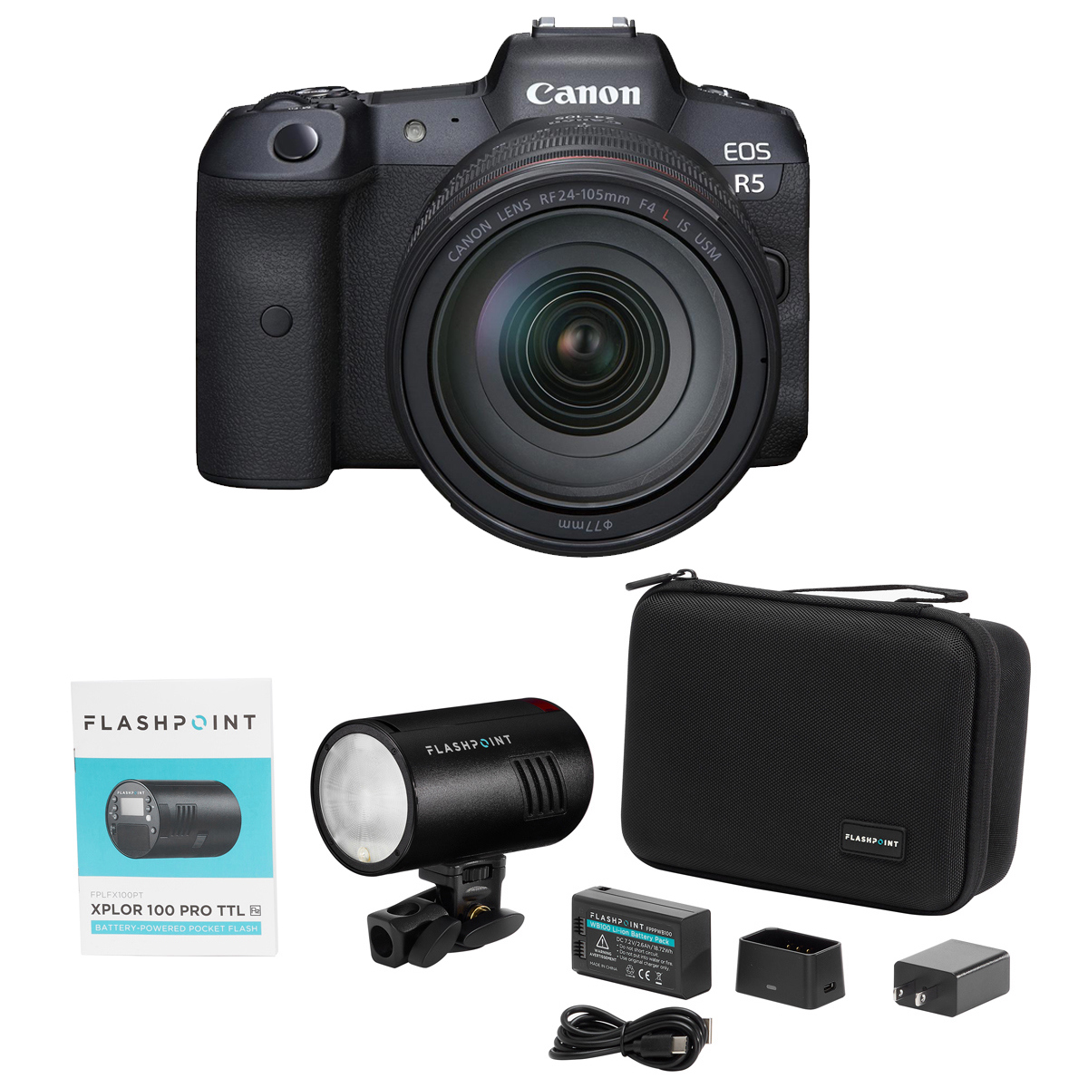 Image of Canon EOS R5 Mirrorless Camera with RF 24-105mm f/4 L Lens