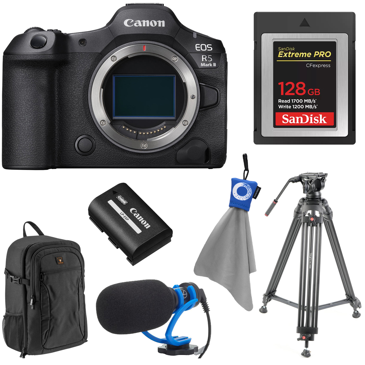 Image of Canon EOS R5 Mark II Mirrorless Camera with Accessories Kit