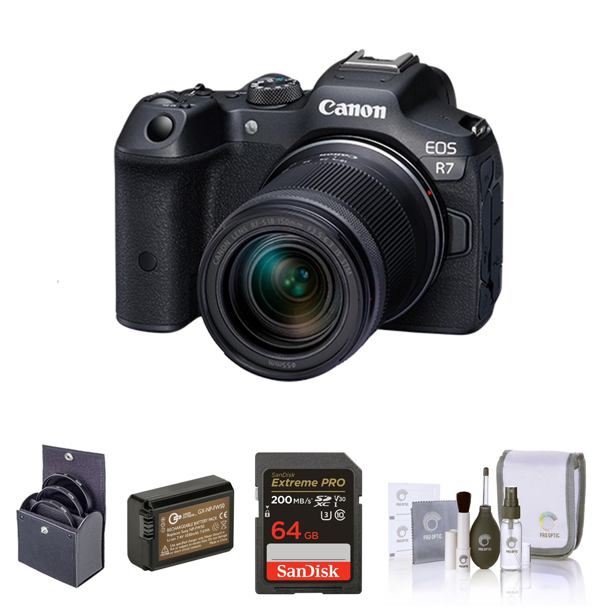 

Canon EOS R7 Mirrorless Camera with 18-150mm Lens with Accessories Kit