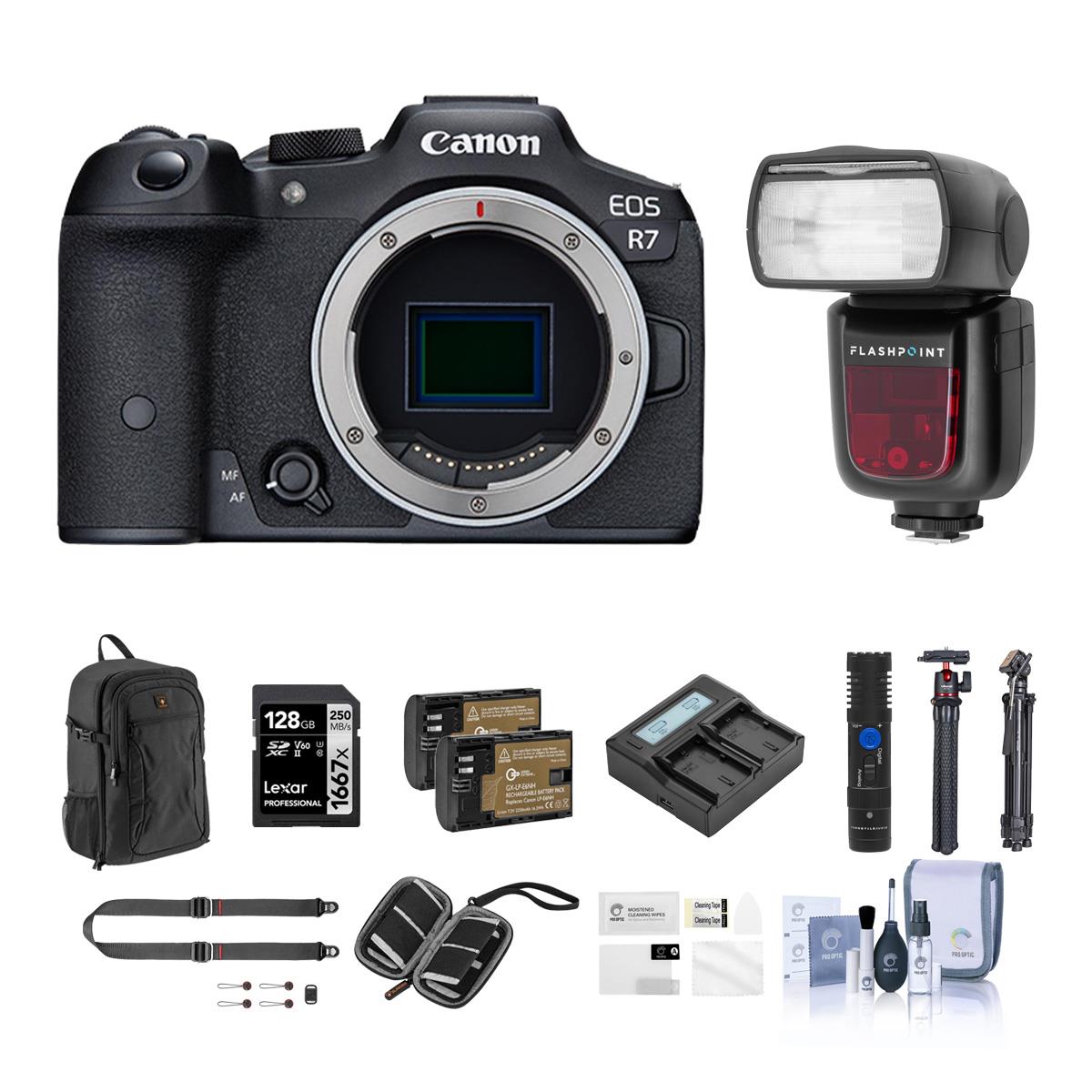 Image of Canon EOS R7 Mirrorless Digital Camera Body with Photography Accessories Kit