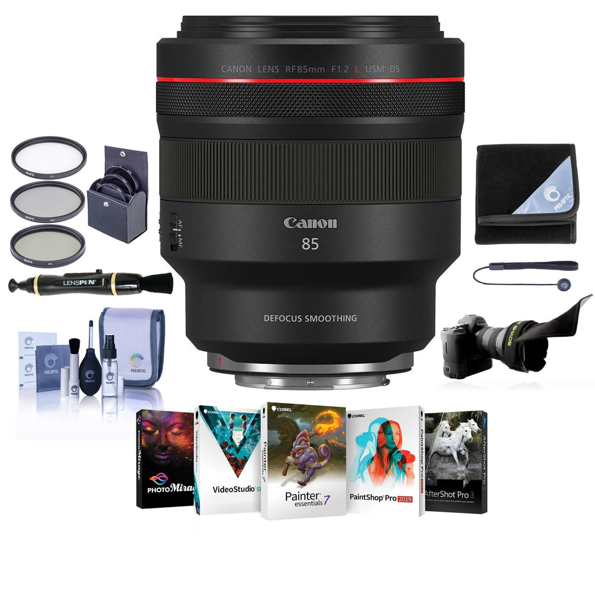 

Canon RF 85mm f/1.2 L USM DS Lens with PC Software & Accessories Kit
