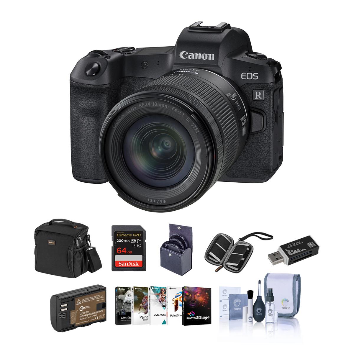 Image of Canon EOS R Mirrorles Camera with RF 24-105mm f/4-7.1 IS STM Lens W/Free ACC KIT