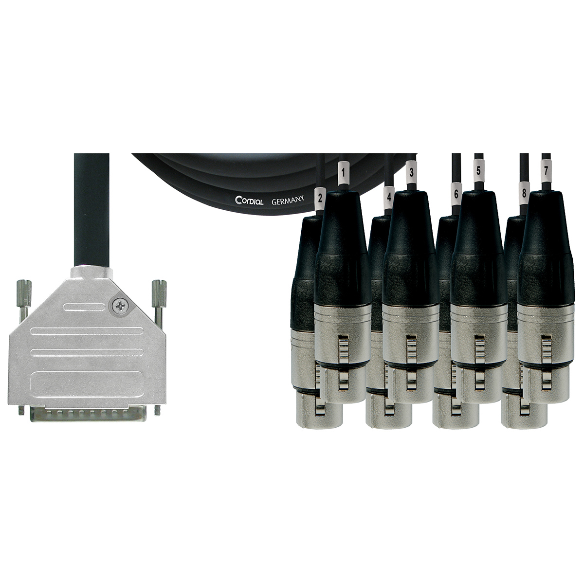 

Cordial Cables Analog Breakout Snake, D-SUB 25 Male to 8x XLR-Female, 5', Black
