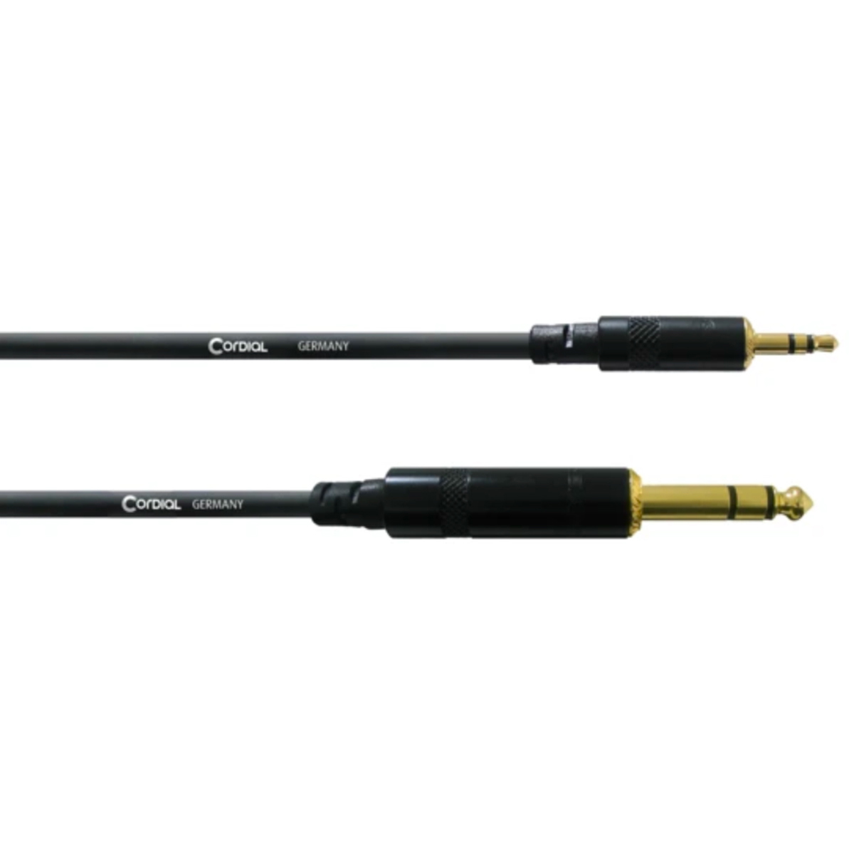 

Cordial Cables Stereo Extender, 1/4" TRS Male to 1/8" TRS Male, 5', Black