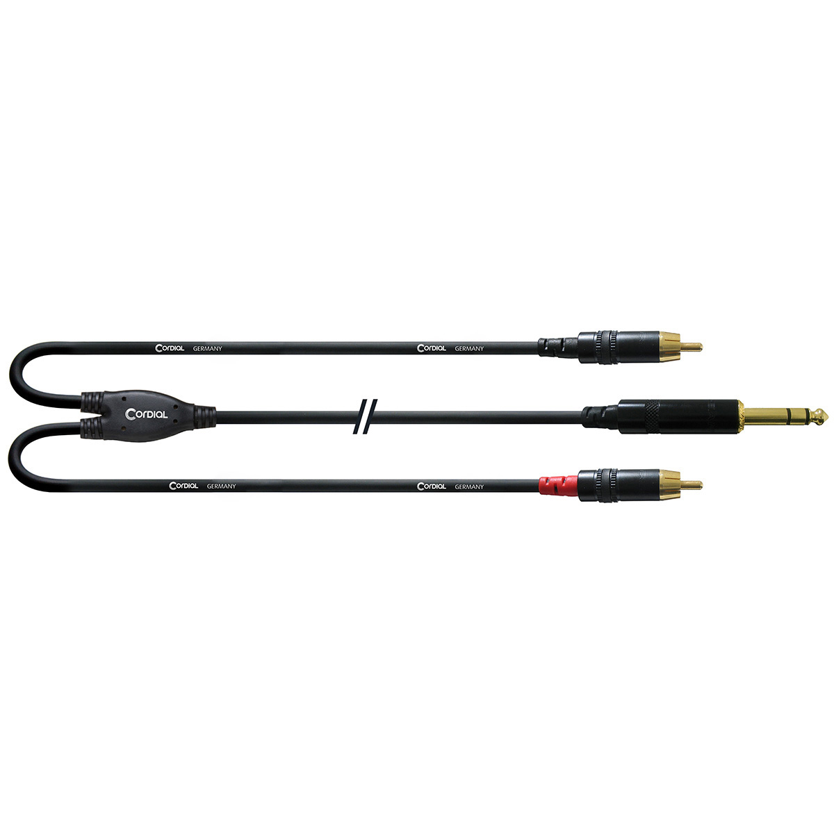 

Cordial Cables Unbalanced Y-Adapter, 1/4" TRS Male to 2x RCA Male, 5, Black