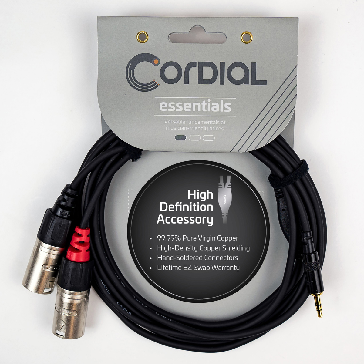 

Cordial Cables Balanced Y-Adapter, 1/8" TRS Male to 2x XLR Male, 6', Black