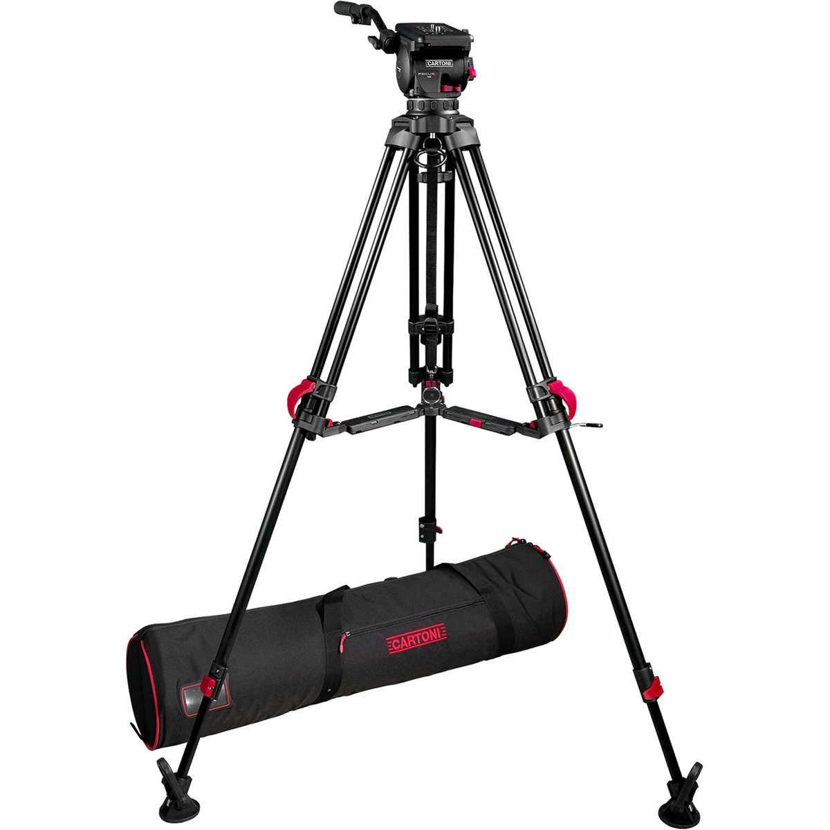 Photos - Tripod Clear-Com Cartoni Focus 12 Fluid Head,Red Lock ,Mid SDS Smart Spreader,Euro QR Plate KF12-RLM 
