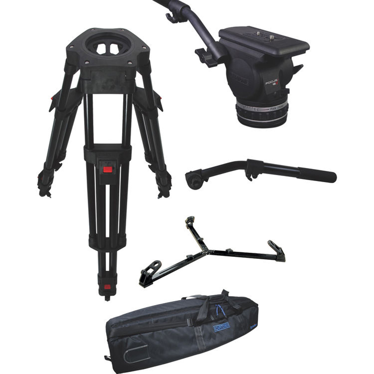 

Cartoni Focus 18 Fluid Head w/H602 3-Section Al EFP Tripod, P733 Ground Spreader