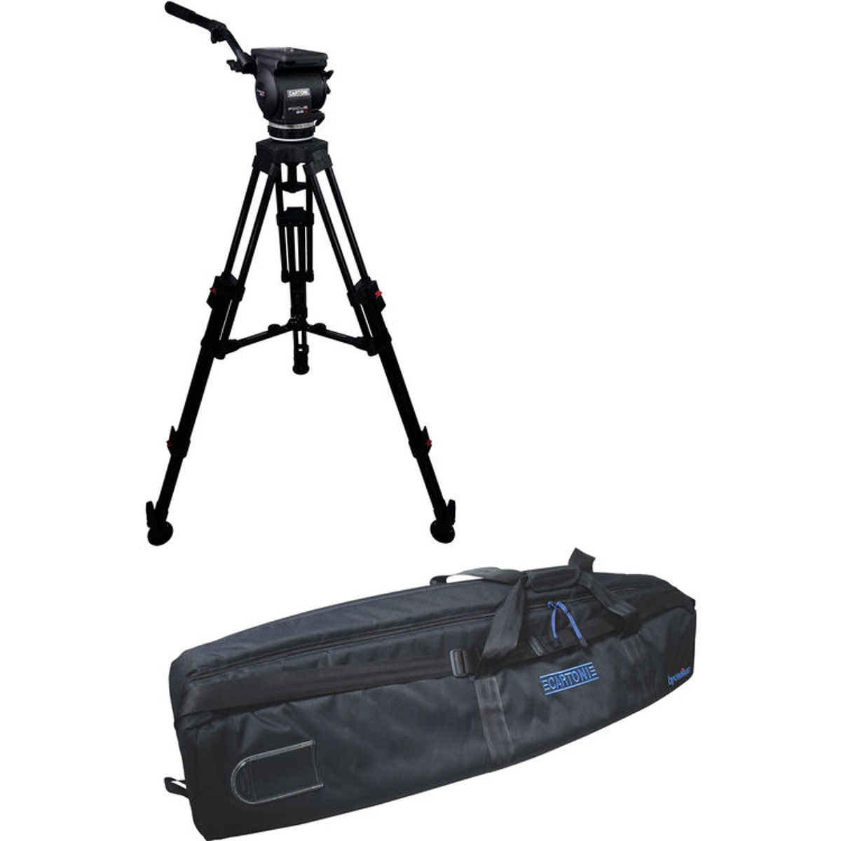 

Cartoni Focus 22 Fluid Head w/H602 100mm Bowl 3-Section Al EFP Tripod, Pan Bar