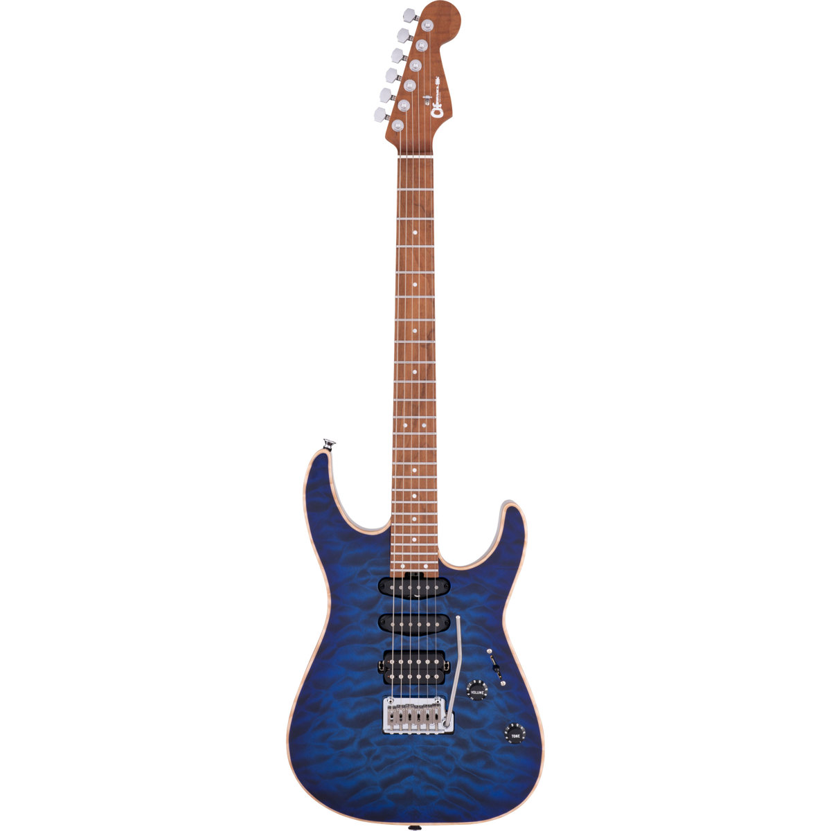 

Charvel USA Select DK24 HSS 2PT CM QM Electric Guitar, Blue Burst