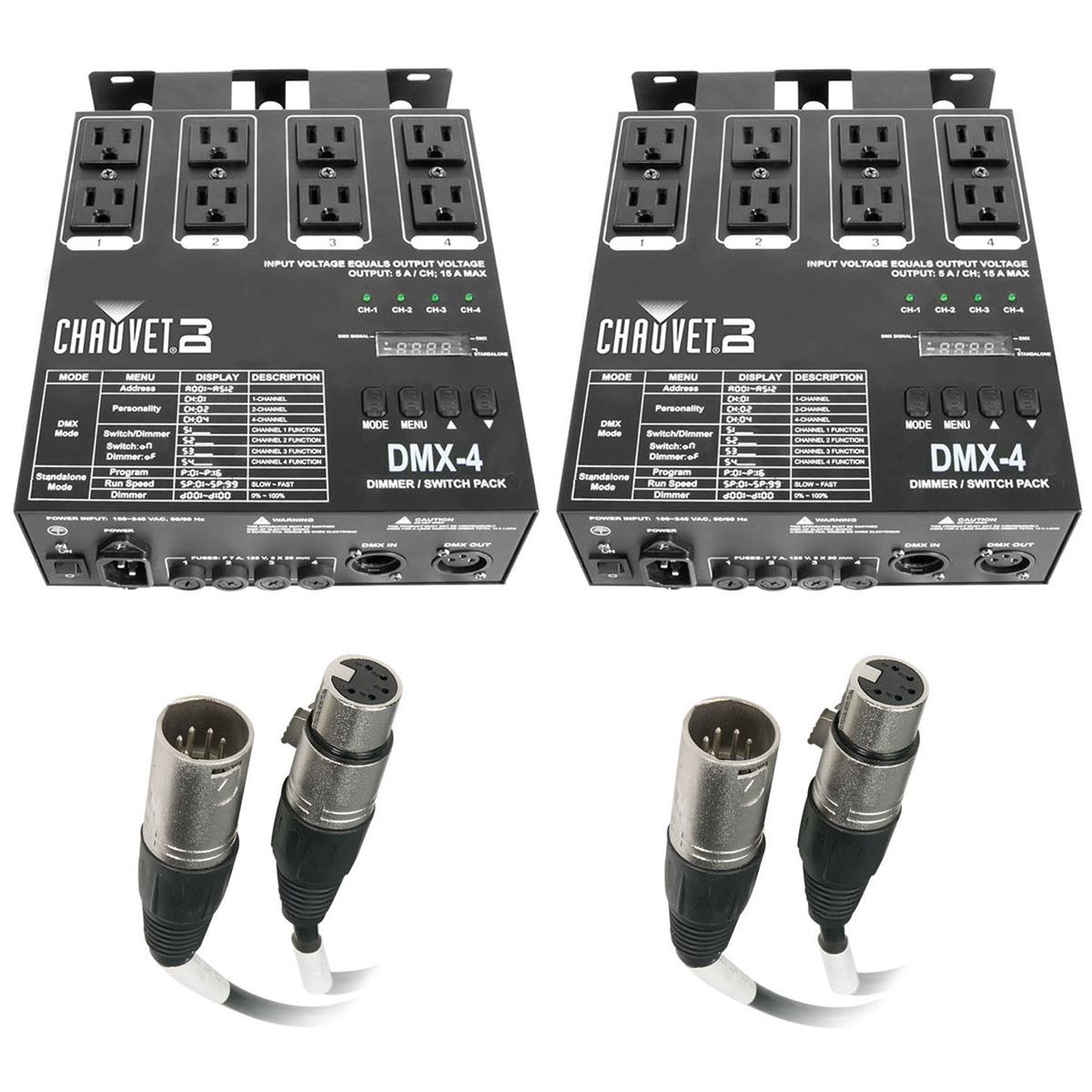 Image of CHAUVET DJ 2x DMX-4 Dimmer/Relay Pack for LED Fixtures With 5' Female DMX Cable