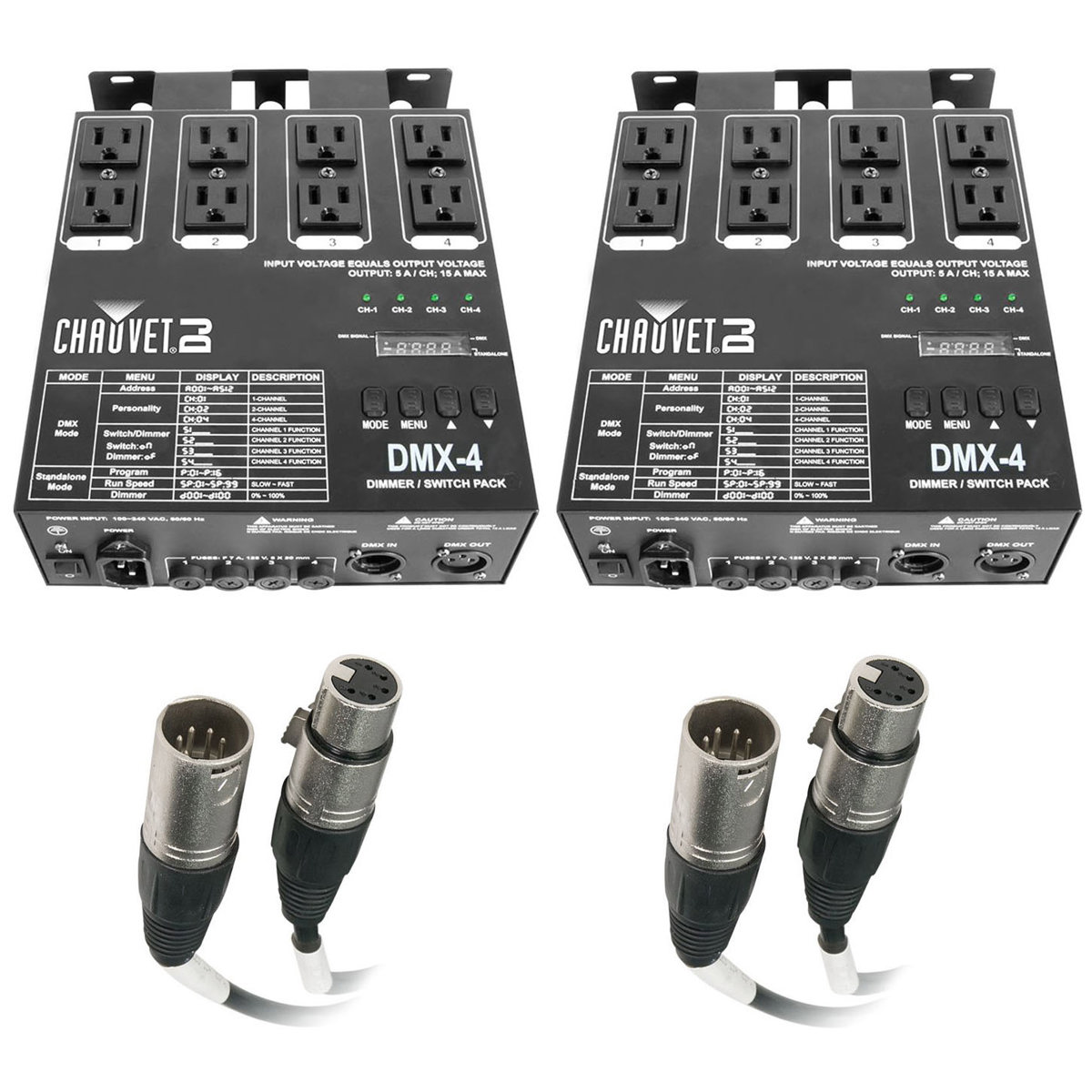 

CHAUVET DJ CHAUVET 2x DJ DMX-4 Dimmer/Relay Pack for LED Fixtures With 5' Female DMX Cable