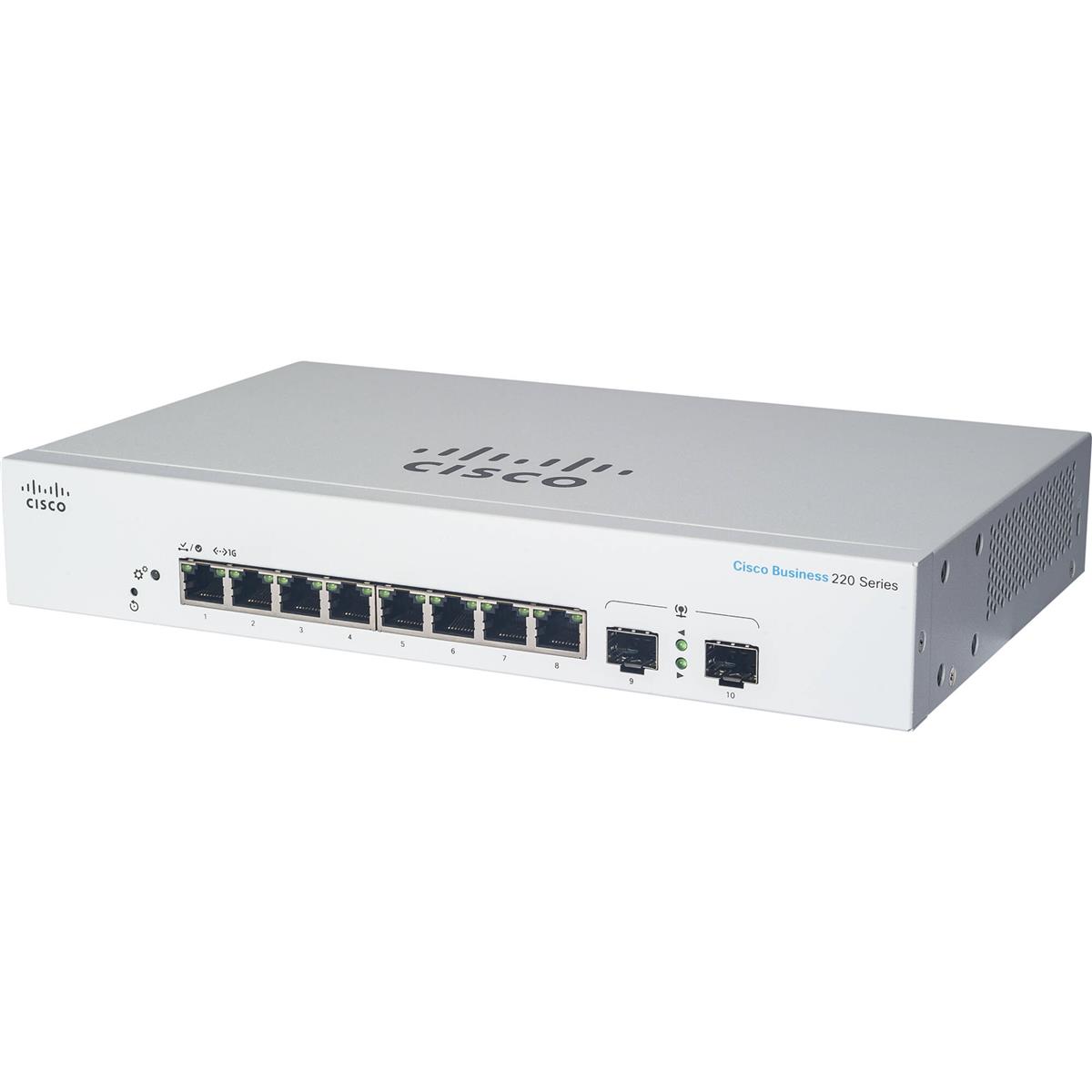 Image of Cisco CBS220-8FP-E-2G 8-Port Gigabit PoE Compliant Managed Network Switch w/SFP