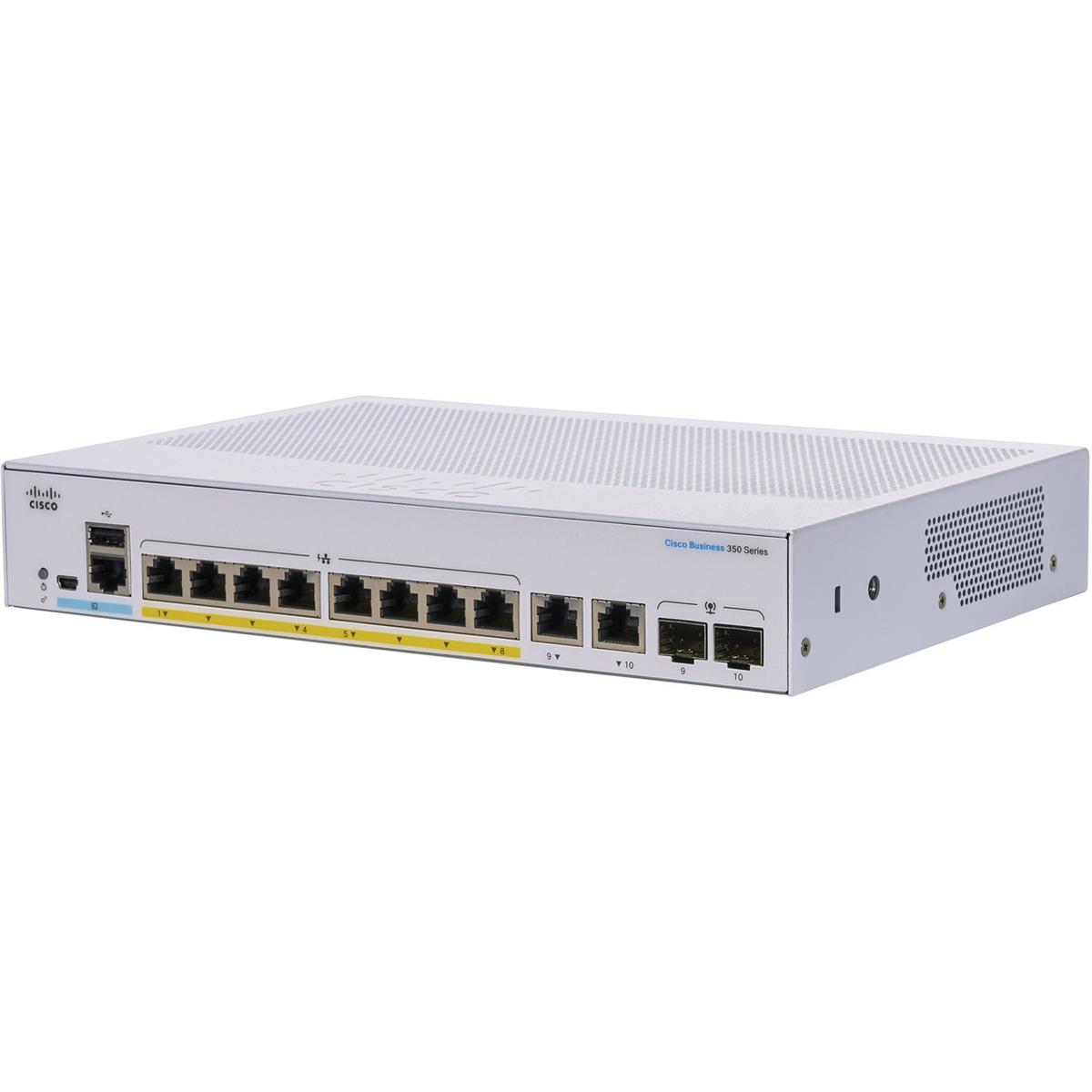 Image of Cisco CBS350-8FP-E-2G 8-Port Gigabit PoE+ Managed Network Switch with SFP/RJ45