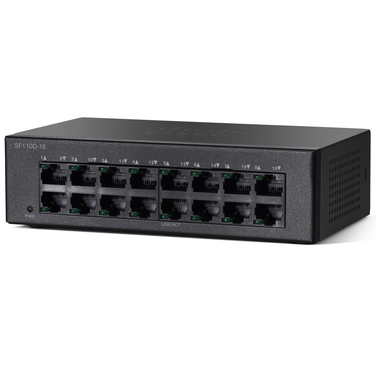 

Cisco SF110D-16HP 16-Port 10/100 PoE Desktop Unmanaged Switch