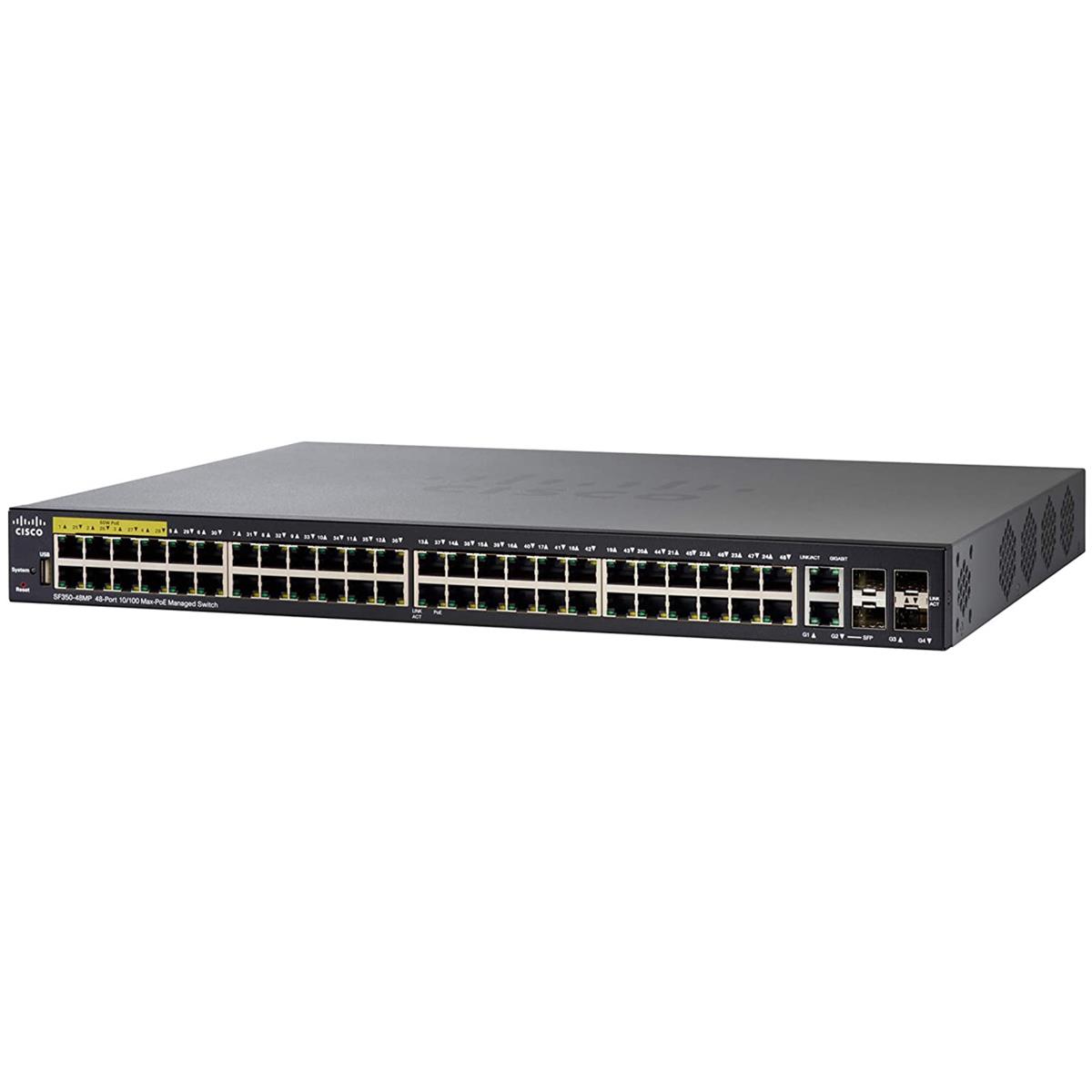 Image of Cisco SF350-48MP 48 Port 10/100 PoE+ Managed Switch