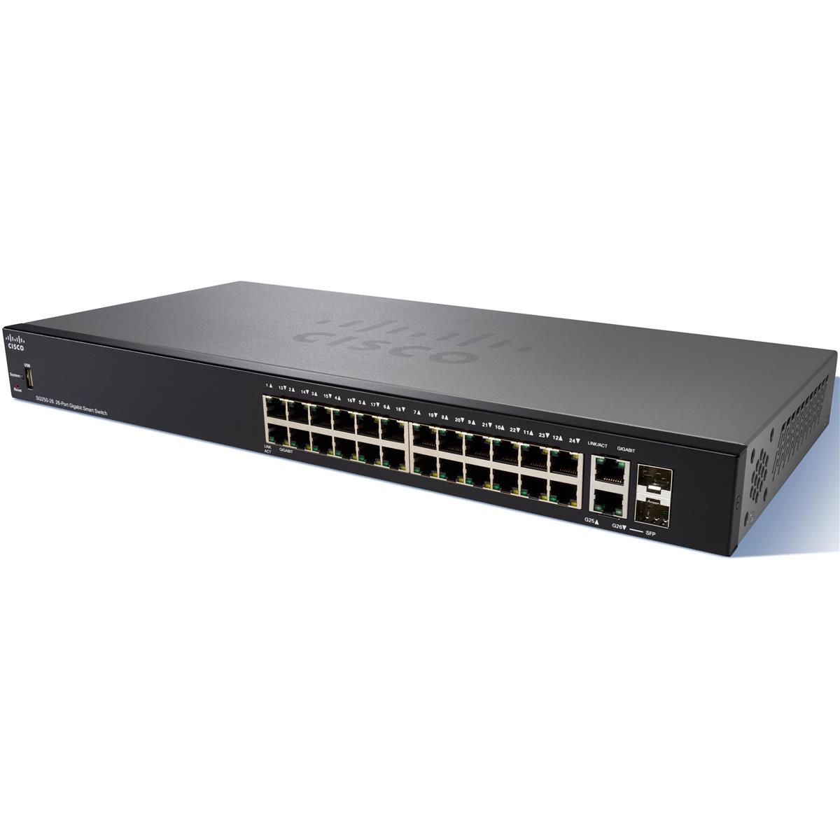 Image of Cisco SG250-26-K9 26-Port 10/100/1000 Gigabit Smart Switch