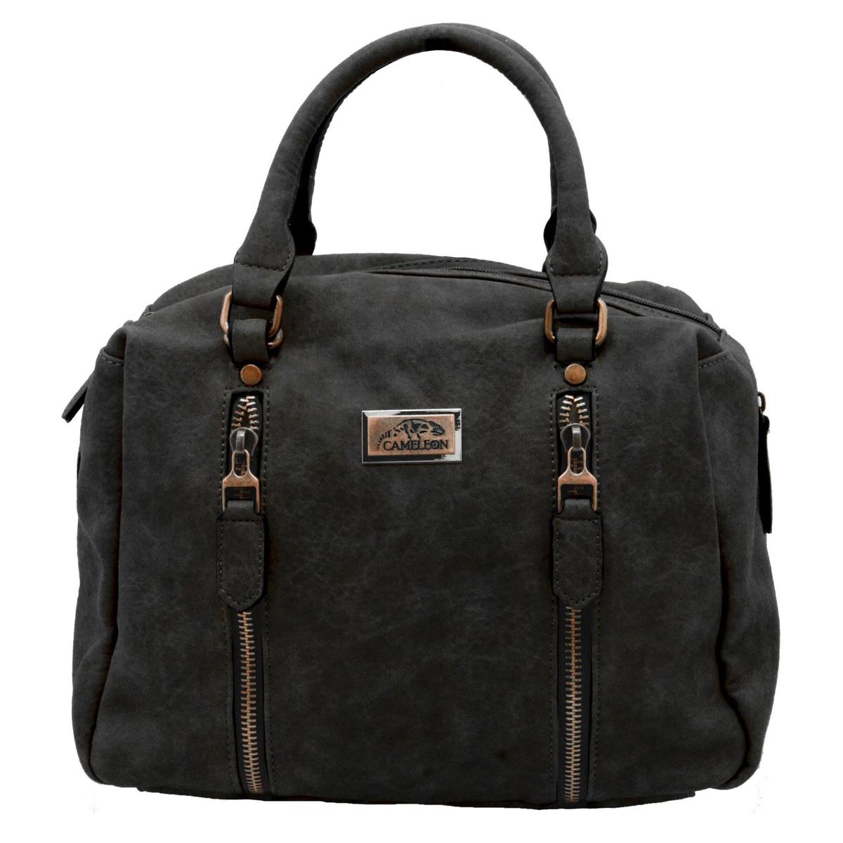 

Cameleon Sahara Satchel Handbag with Concealed Carry Compartment,Black Leatheret