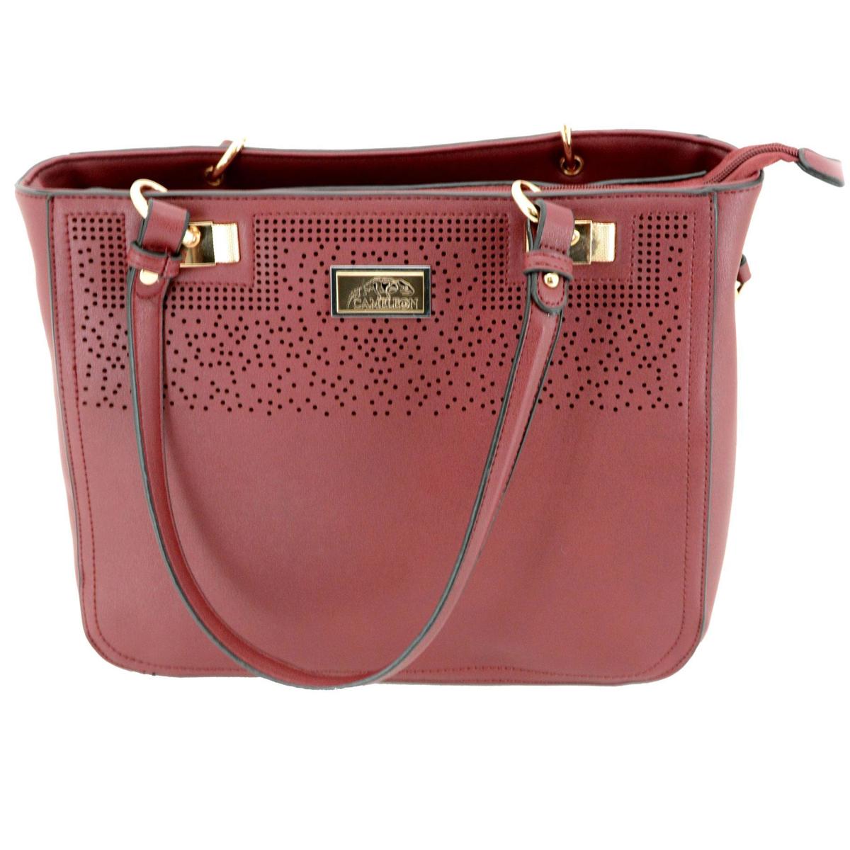 

Cameleon Radiant Satchel Handbag with Concealed Carry Compartment, Red Vegan