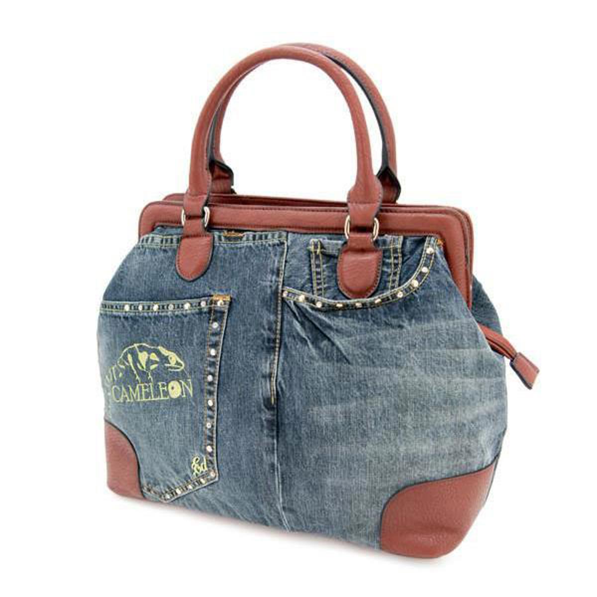 

Cameleon Liberty Handbag with Concealed Carry Compartment,Indigo Denim/VeganTrim