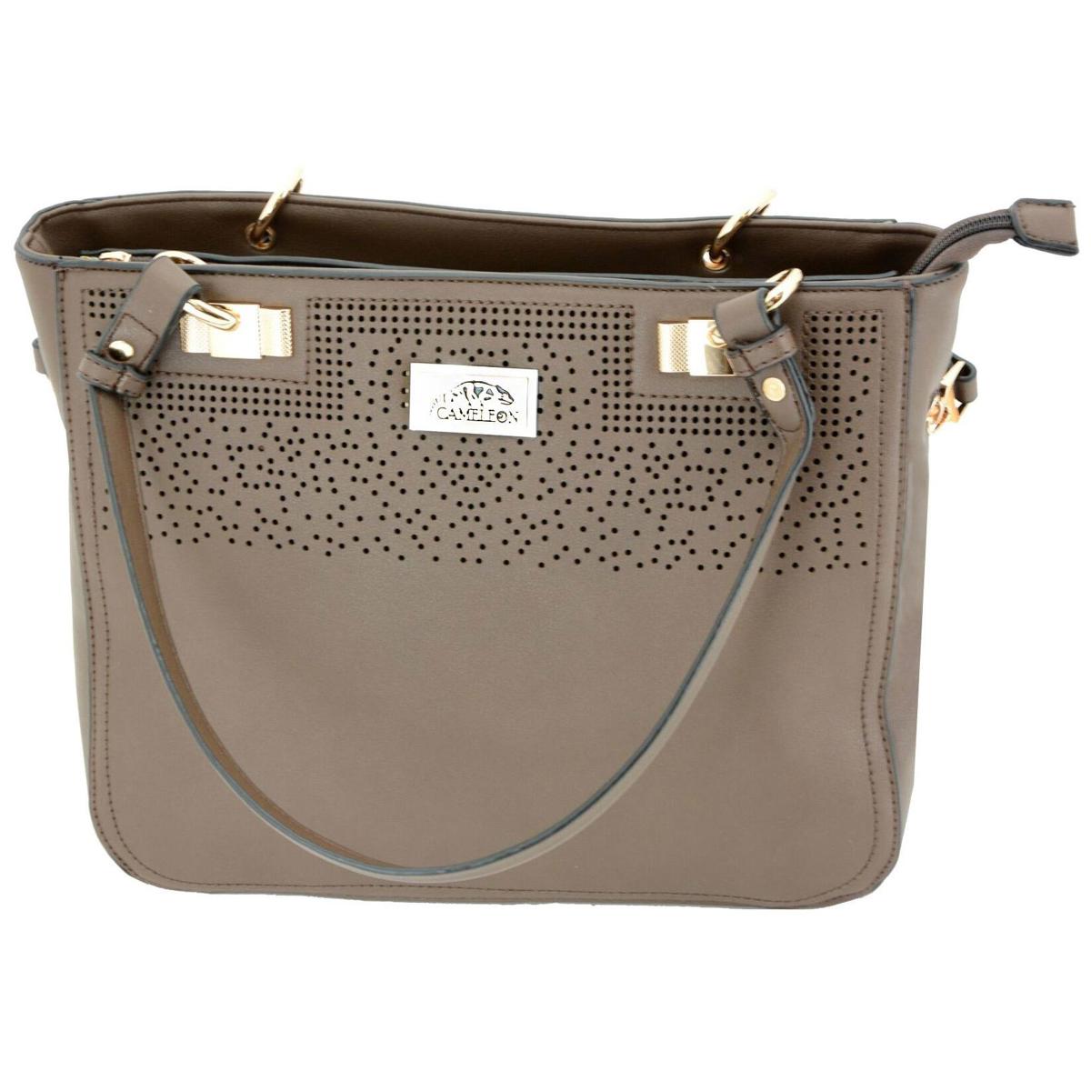 

Cameleon Radiant Satchel Handbag with Concealed Carry Compartment, Brown Vegan