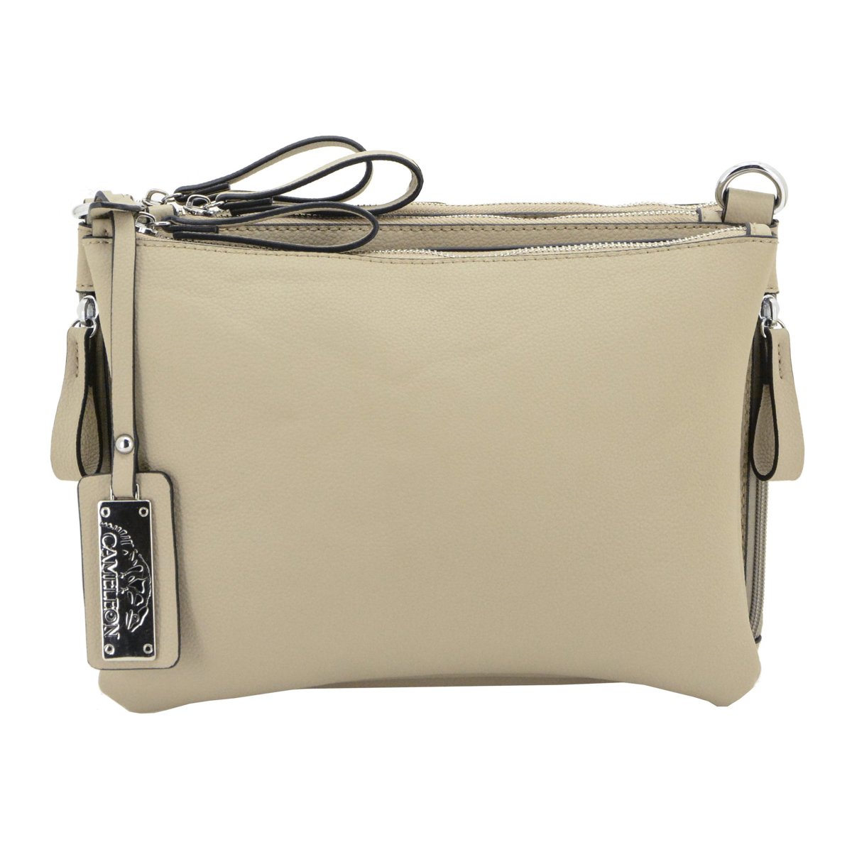 

Cameleon Iris Crossbody Handbag with Concealed Carry Compartment, Beige Vegan