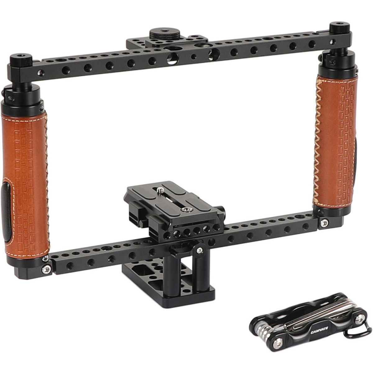 

CAMVATE Hand-Held Full Frame Camera Cage w/Leather Grips, Manfrotto QR Baseplate