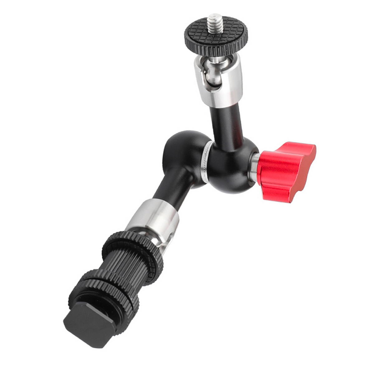 

CAMVATE Solid 7" Articulating Magic Arm, 1/4" Connector & Shoe Mount, Red Knob