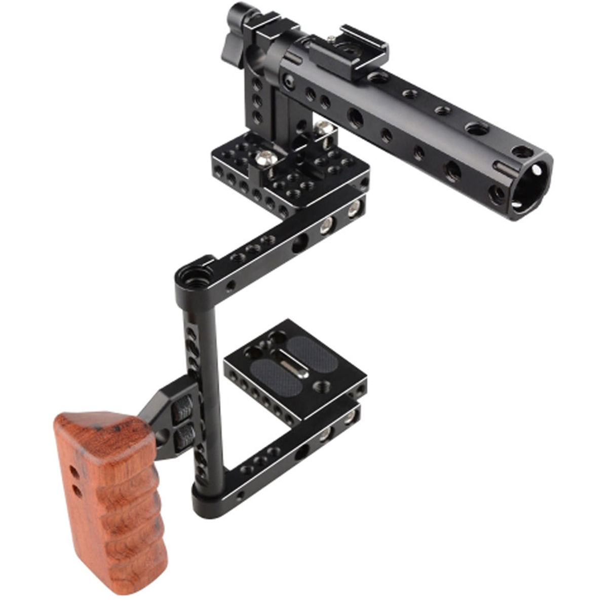 

CAMVATE Camera Cage with Top Handle and Wood Grip for Select DSLRs