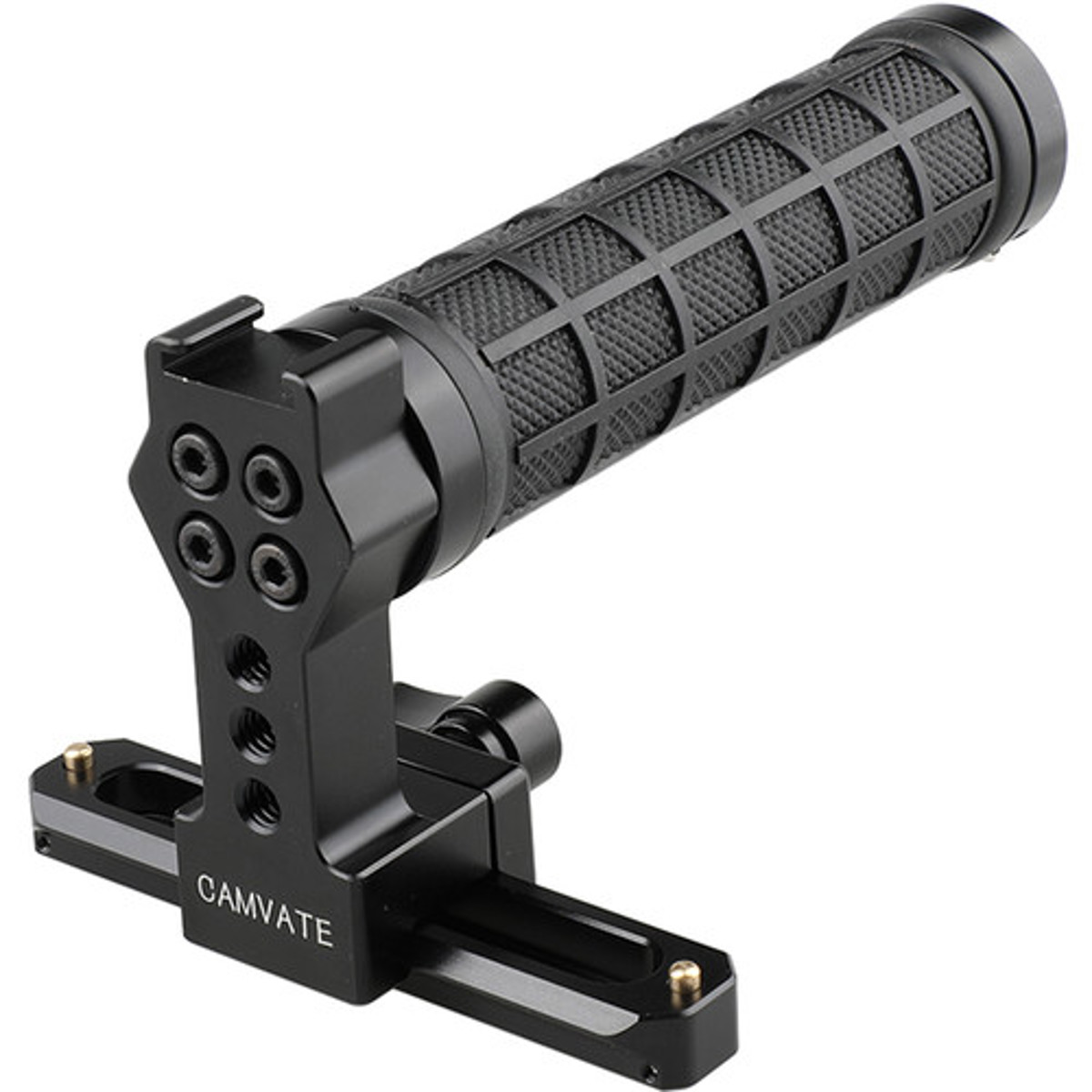 

CAMVATE Quick Release Black Rubber Grip Handle w/ 100mm NATO Rail, Black Wingnut