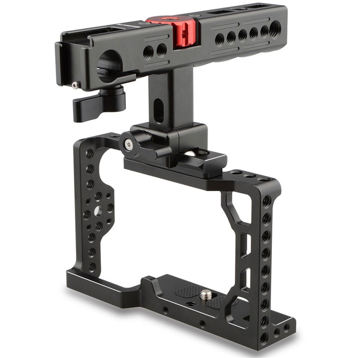 

CAMVATE Handheld Camera Cage, QR Cheese Handle for Sony a6500, Black & Red Knob