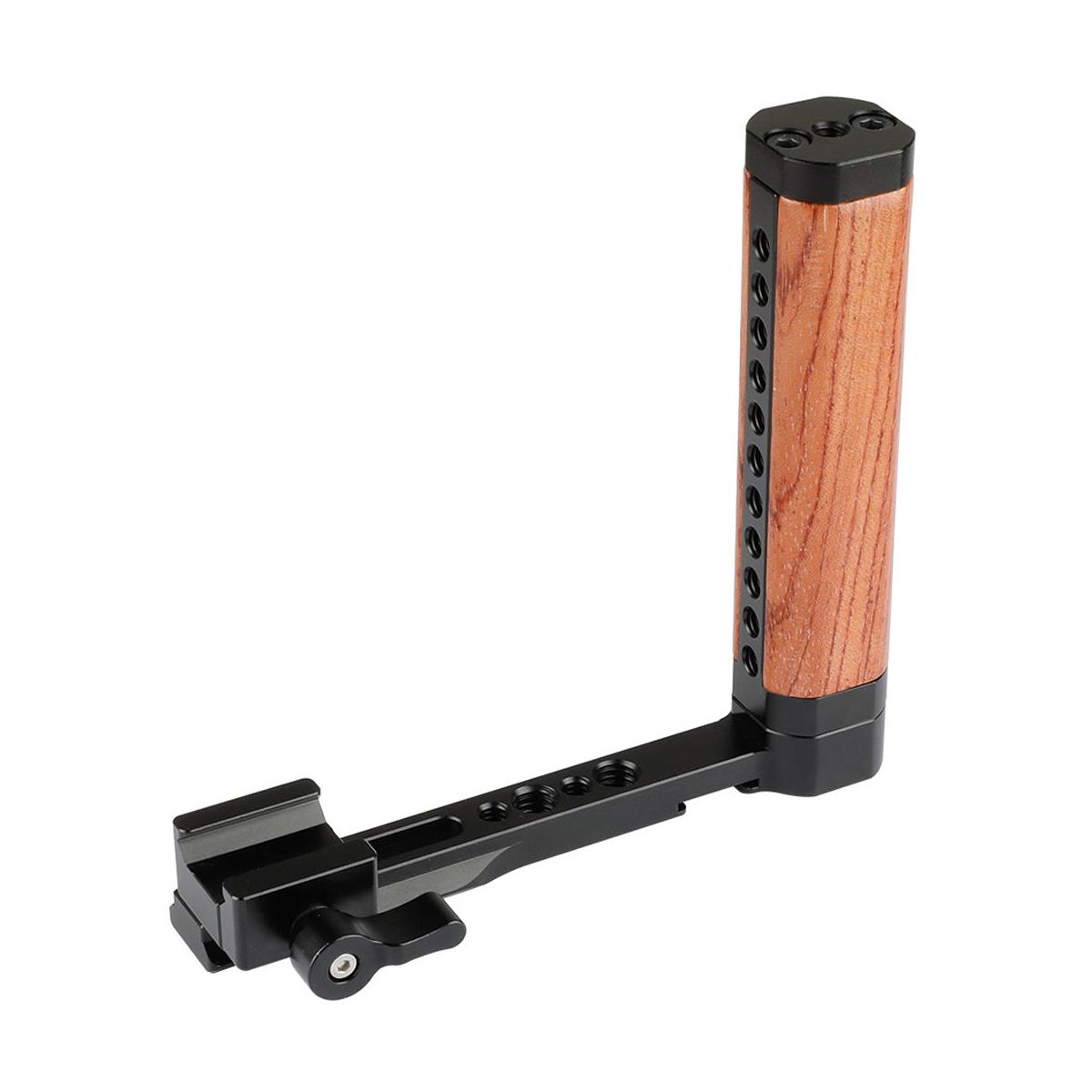 Image of CAMVATE L-Shape Wooden Handle Grip with NATO Clamp for DSLR Cameras Cage