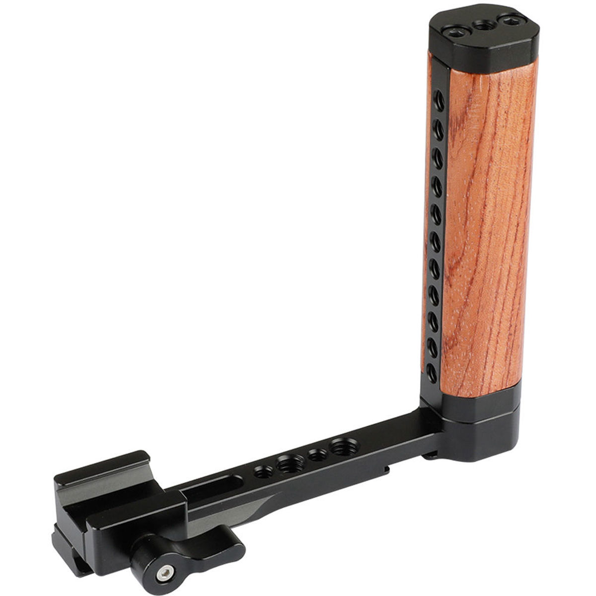 Image of CAMVATE L-Shape Wooden Handle Grip with NATO Clamp for DSLR Cameras Cage