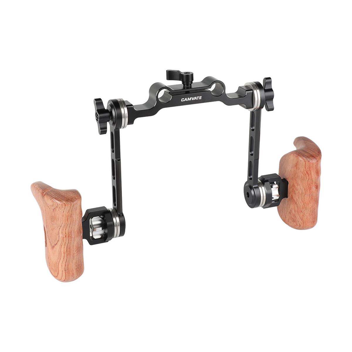 Image of CAMVATE Rosette Style Wood Handle Kit with 15mm Rod Clamp