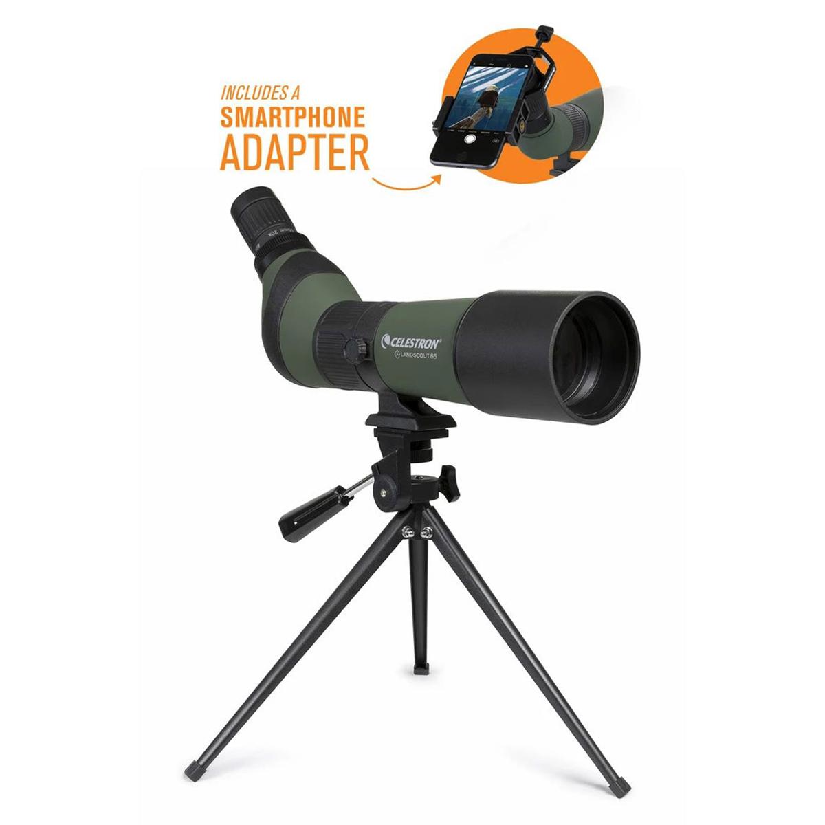 Зрительная труба Celestron Labs LandScout 20-60x65 мм со штативом, адаптер для смартфона