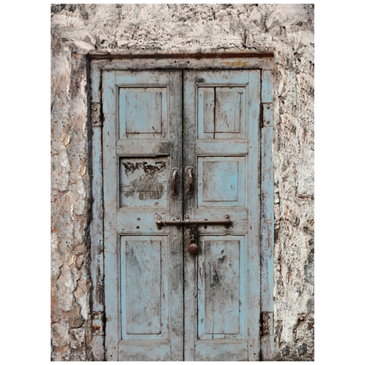 Image of Click Props Wooden Door Blue Backdrop (Doors &amp; Gates)
