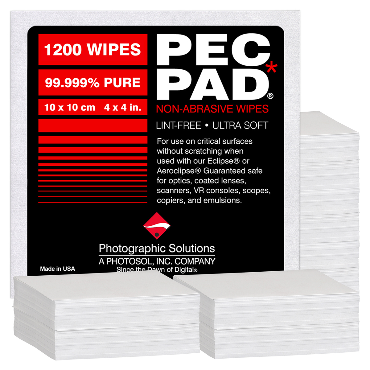 

Photographic Solutions PEC PAD 4x4" Non-Abrasive Lint Free Wipes, 1200 Sheets