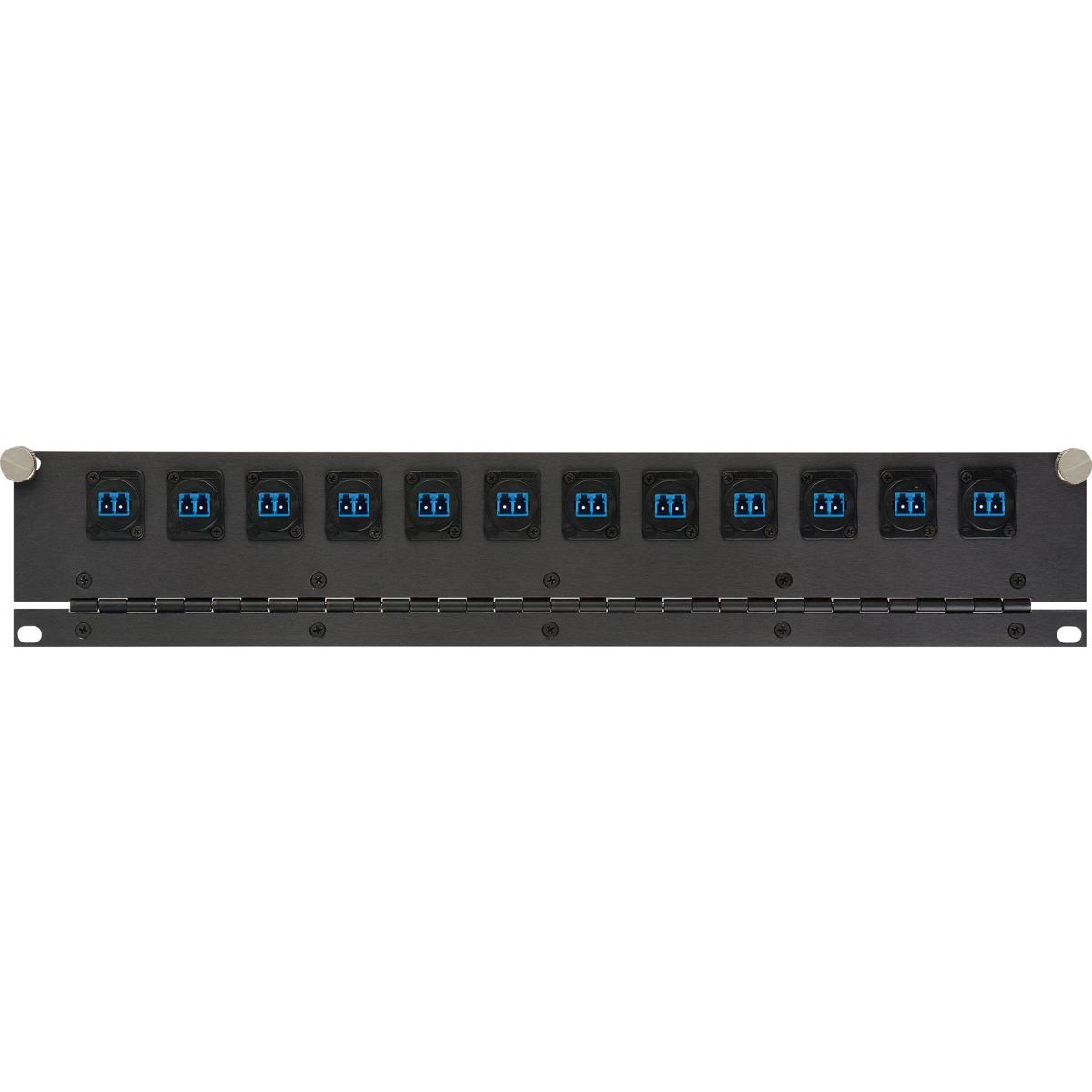 

Camplex Tailgater 2RU Hinged Feedthru Fiber Patch Panel, 12 Singlemode Duplex LC